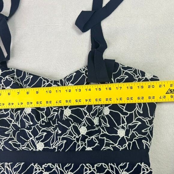 J.CREW Dress Women's Plus Size 16 Navy White Eyelet Midi Flounce Hem Overlay - Picture 6 of 12